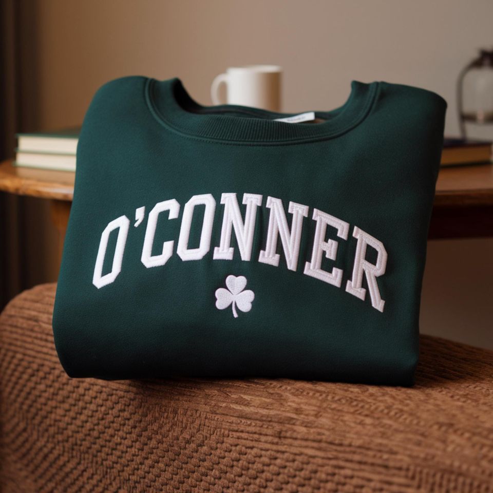 Embroidered Shamrock Sweatshirt, Personalized St Patrick's Day Hoodie