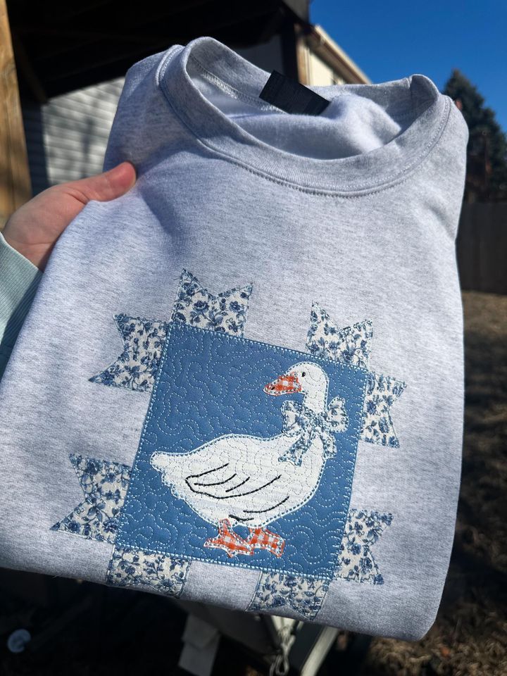Goose Granny Square embroidered sweatshirt