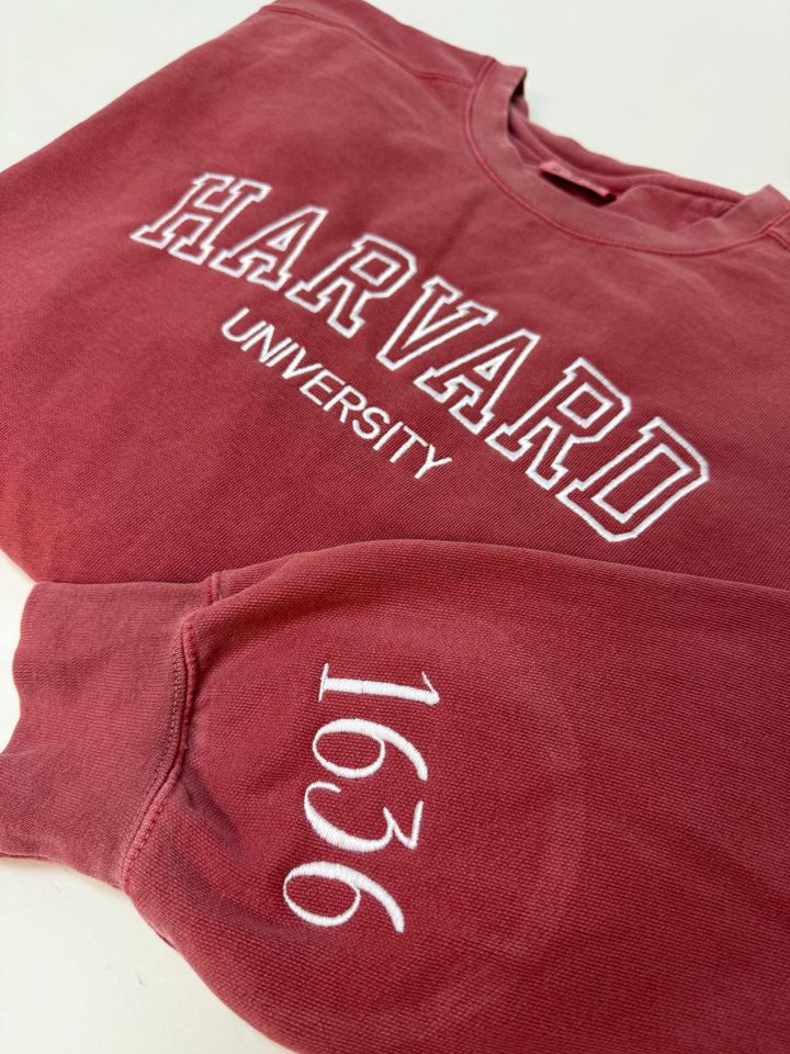 Custom University Embroidered Sweatshirt,Ivy League Crewneck ,College Apparel, University Varsity Mens Womens Top,Preppy School Clothing