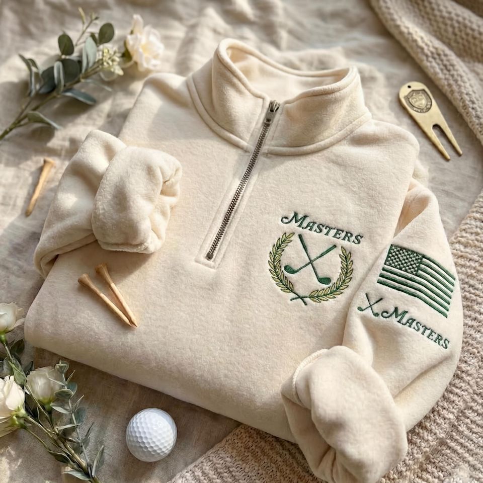 Golf Embroidered Quarter Zip Sweatshirt with Master's of the Links and Tournament Embroidery