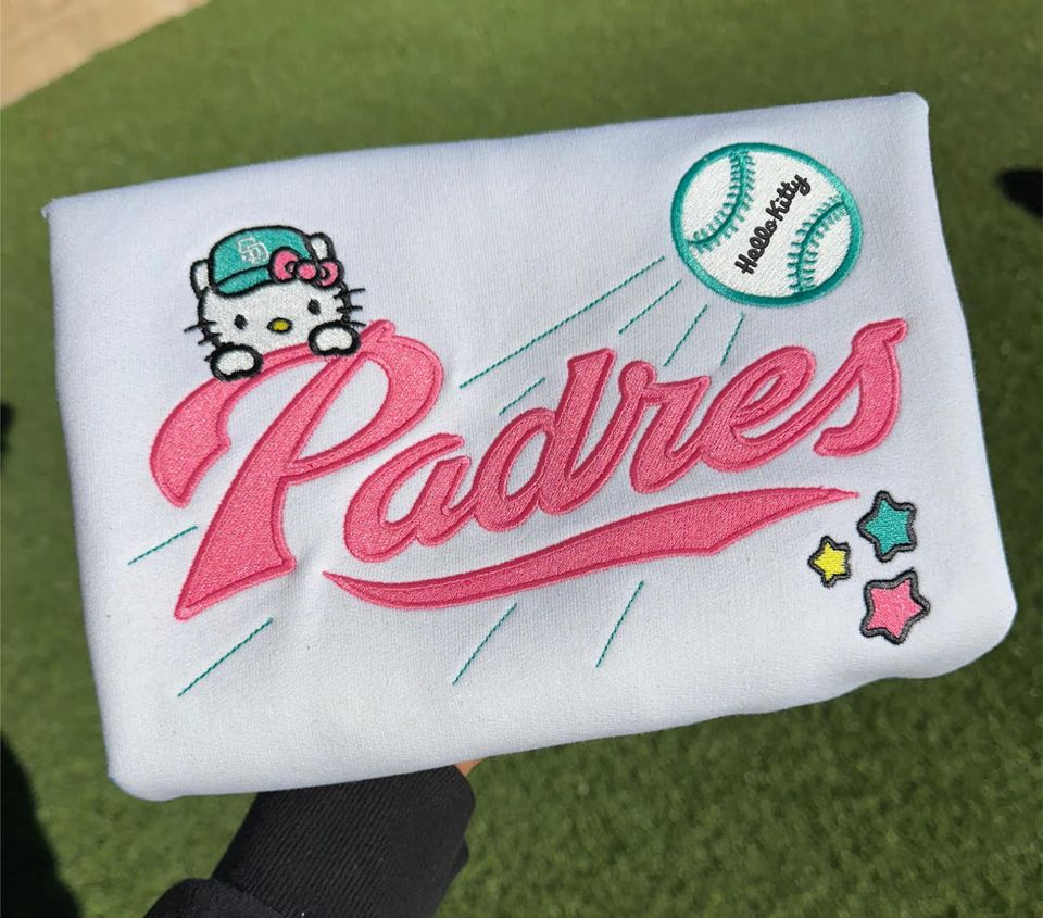 Embroidered Kitty Padres Sweatshirt - Original Design