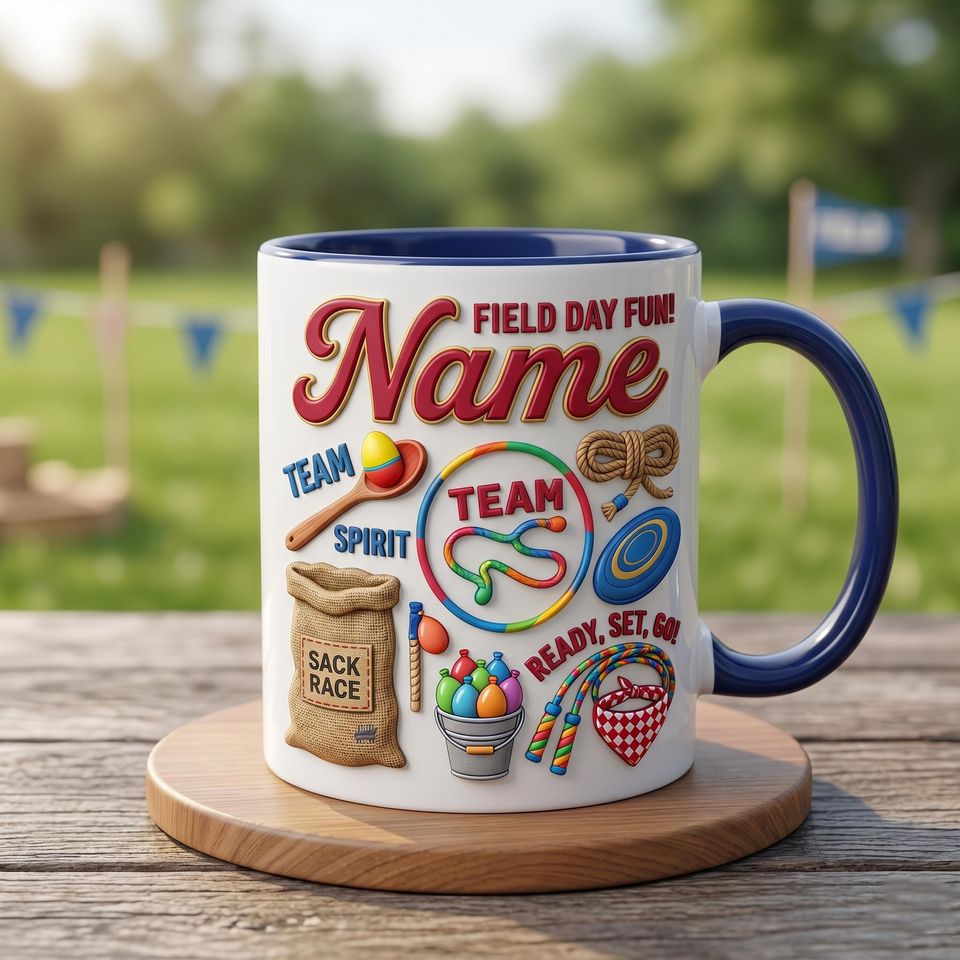 3D Embossed Accent Mug - Personalized Kids School Sports Gift