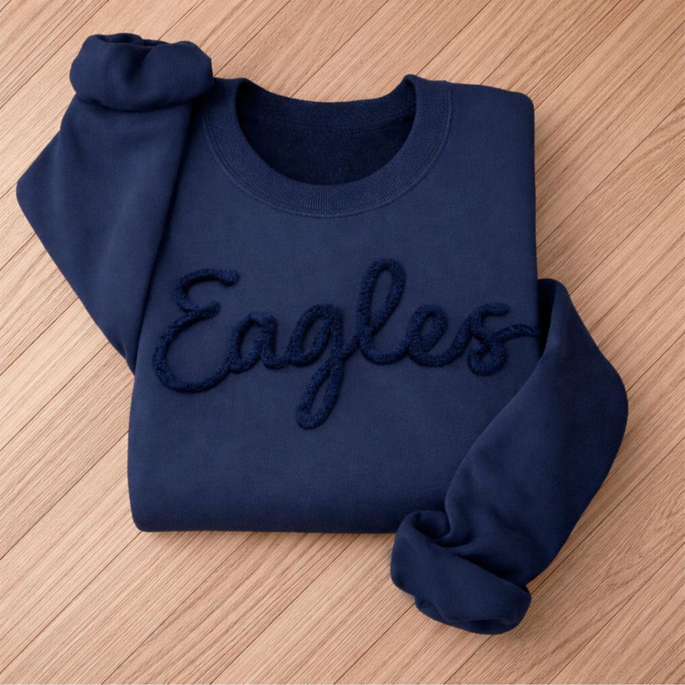 Custom Chenille Lettering Team and School Sweatshirt with 3D Embroidery