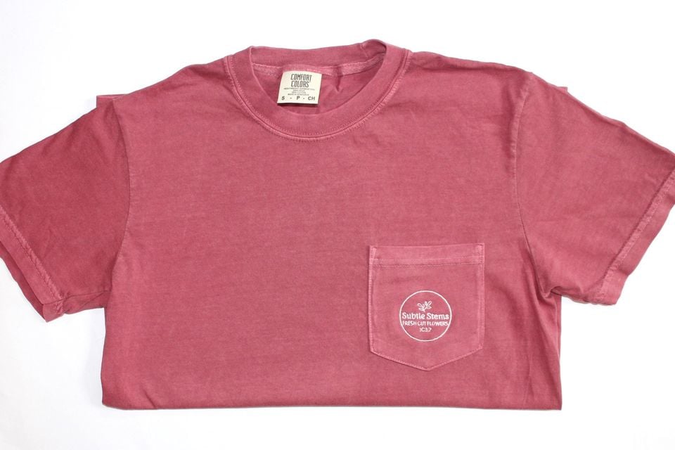 Custom Logo Unisex Pocket Tee Embroidered Short Sleeve T-Shirt