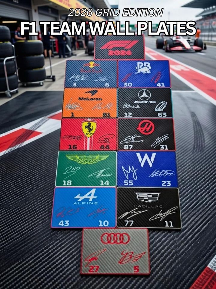 F1 Team Signed Plate | 2026 Formula Racing Wall Art