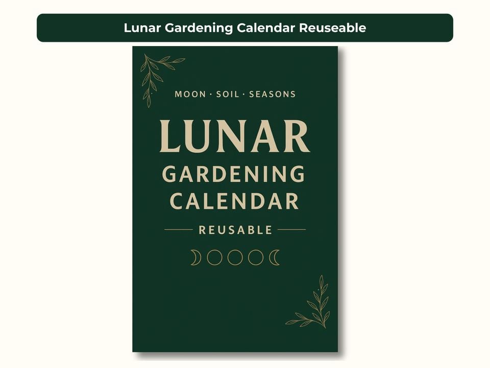 Reusable Lunar Gardening Calendar Undated Moon Phase Planner Printable - UK&US