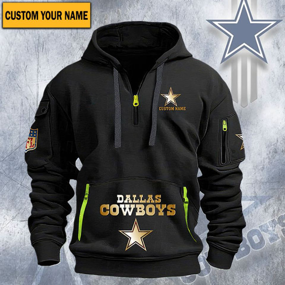 Dallas Cowboys Custom Name Quarter Zip Hoodie Football Fan Gift