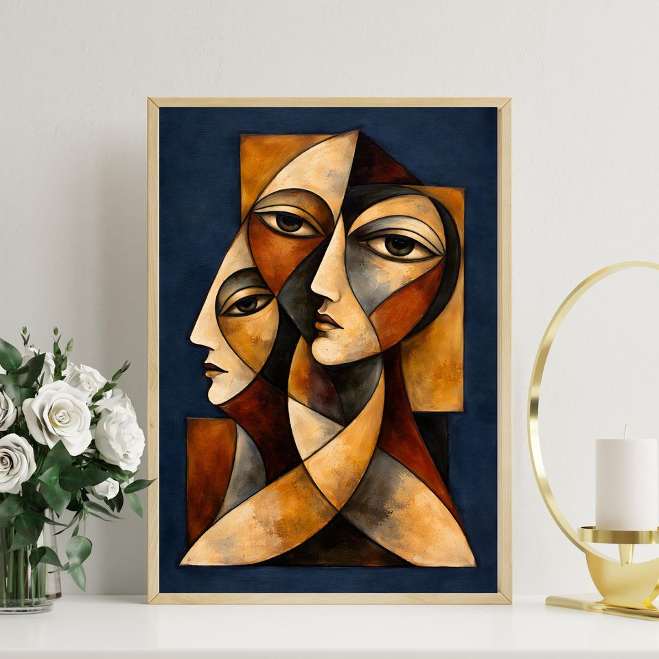 Abstract Cubist Faces Wall Art Modern Figurative Portrait Print