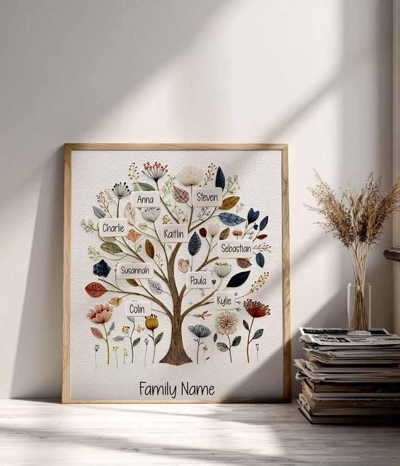 Personalized Family Tree Print Heirloom Artwork
