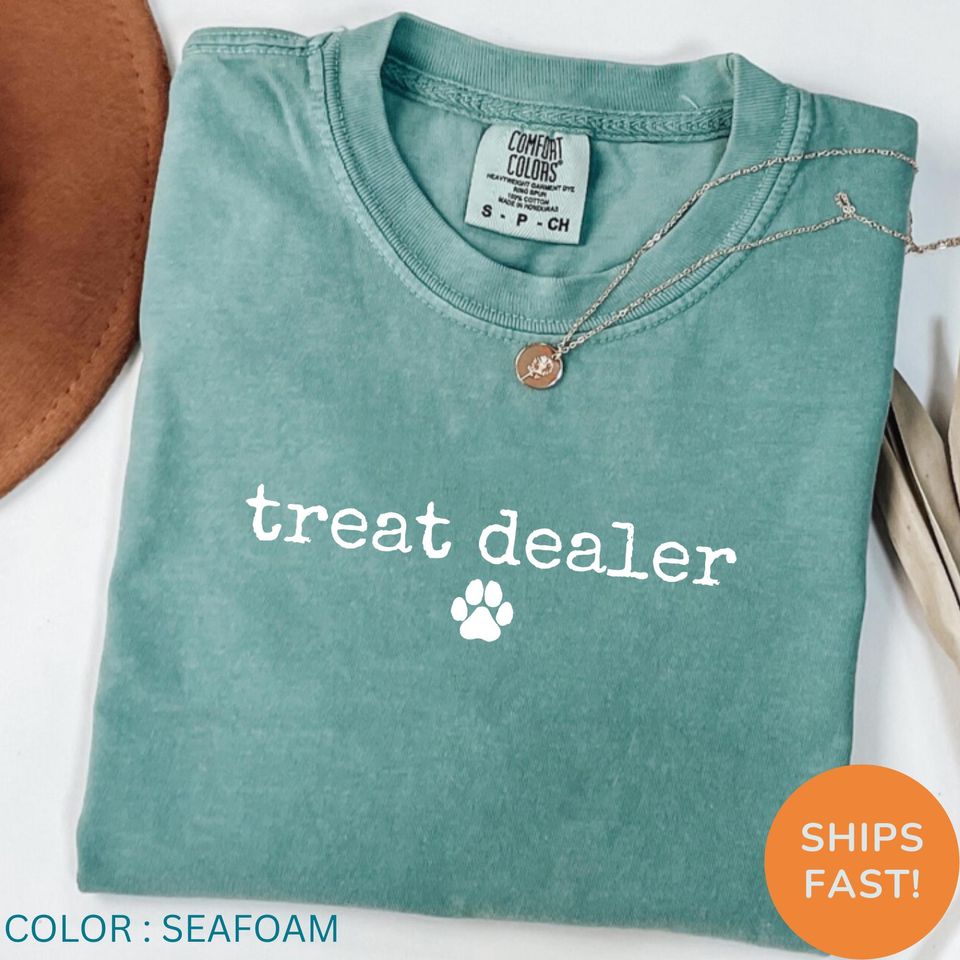 Treat Dog Mom Shirt: Comfort Colors Tee with Paw Print, Funny Dog Lover shirt, Dog Mom Gift