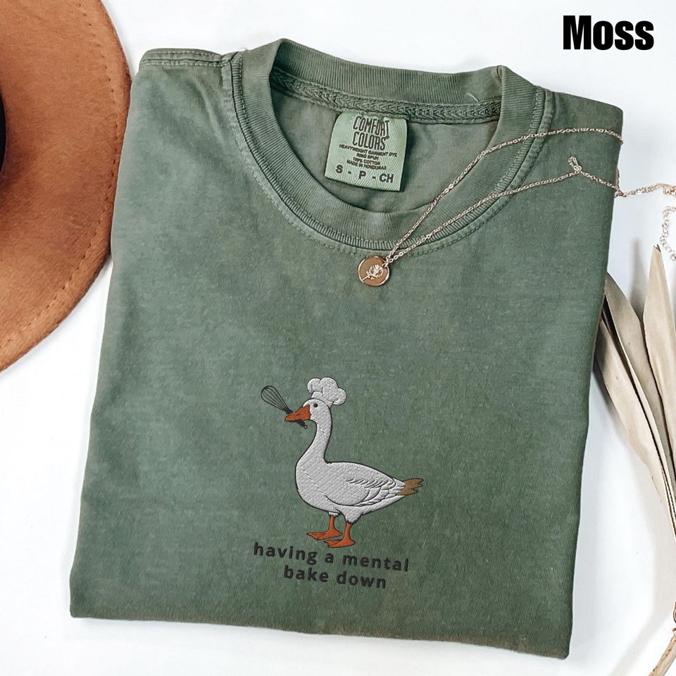 Embroidered Baker Silly Goose Comfort Colors Shirt | Goose Tee | Silly Goose University | Funny Embroidered Shirt | Funny Baker Gift