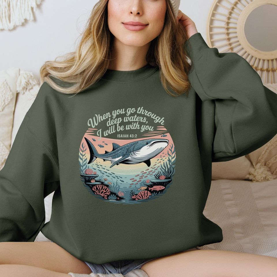Christian Sweatshirt, Church Shirt, Bible Verse Isaiah 43:2 Christian Graphic Hoodie, Faith Sweatshirt