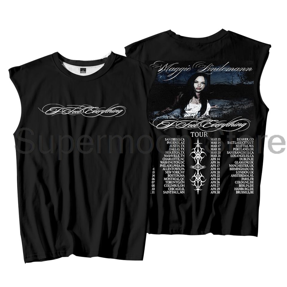 Maggie Lindemann I Feel Everything Tour 2026 Unisex Tank Top Sleeveless Vest for Men Women Outdoor Streetwear