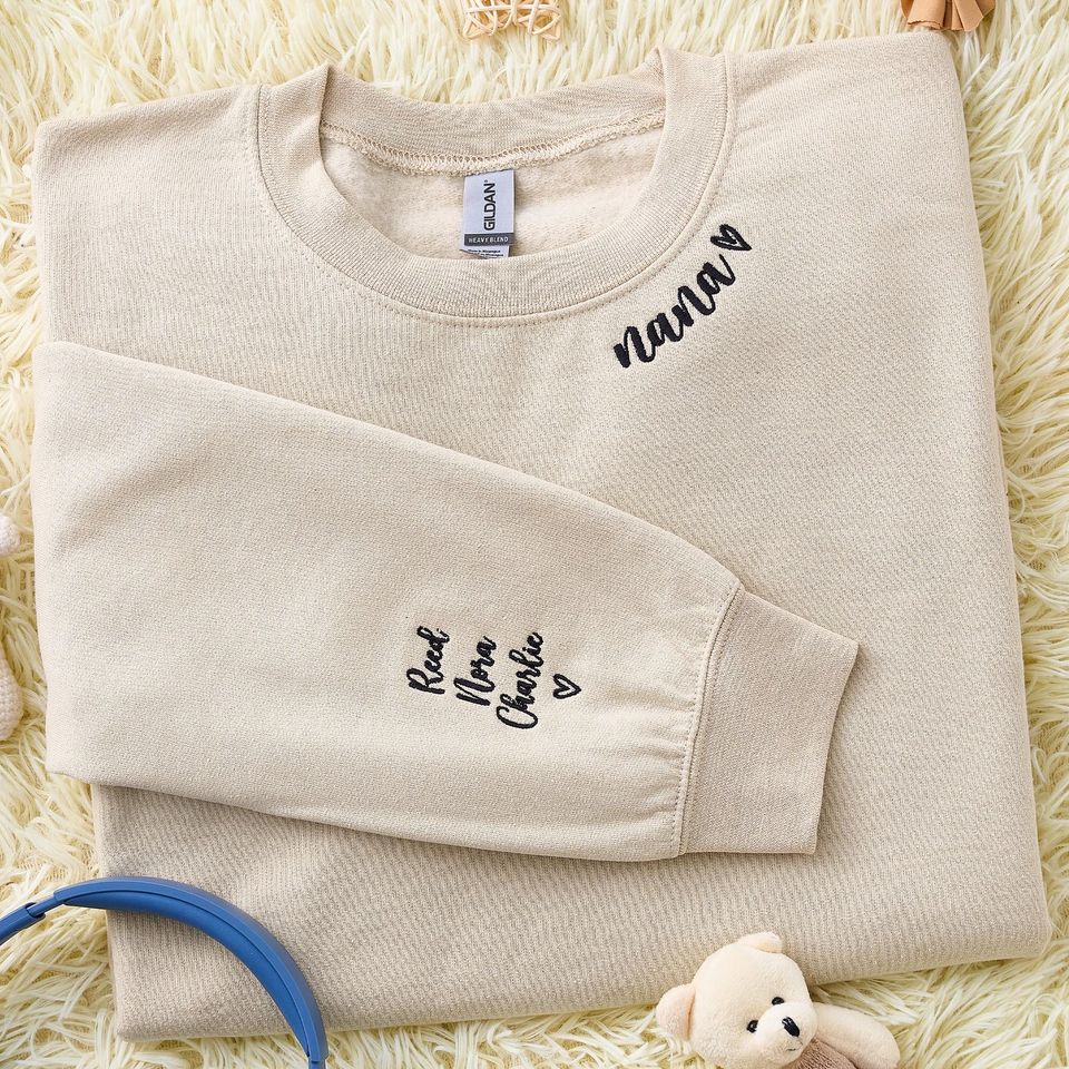 Embroidered Nana Sweatshirt: Personalized Grandkids Names, Custom Grandma Gift
