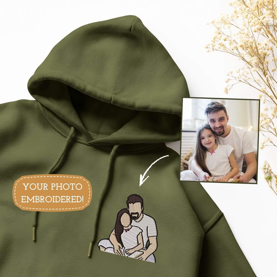 Custom Hoodie Using Family Picture Custom Embroidered Sweater Family Portrait Personalized Crewneck Sweatshirt with Embroidered Photo