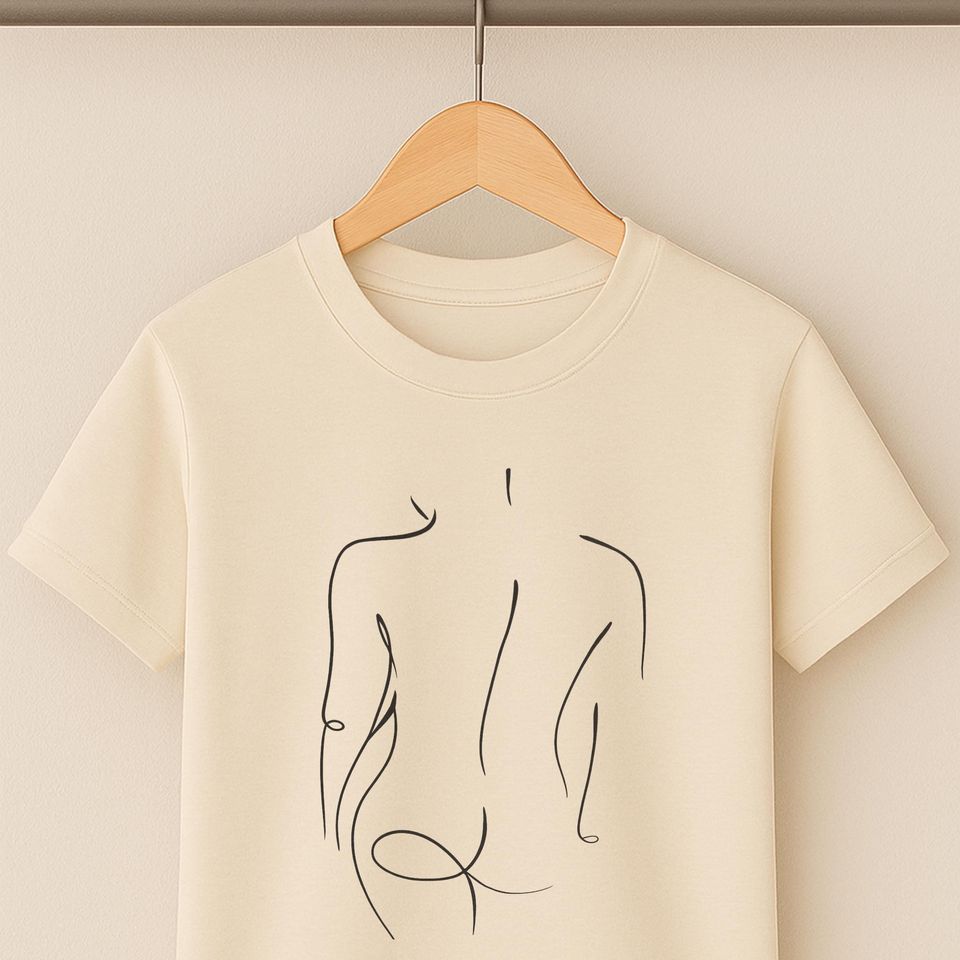 Minimalist Woman Line Art Shirt Boho Female Body Tee Abstract One Line Drawing T-Shirt Feminine Aesthetic Gift