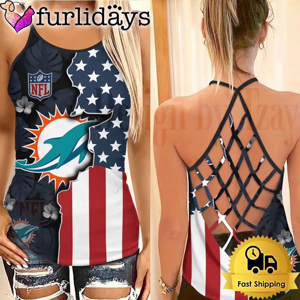 Miami American Flag Criss Cross Tank Top