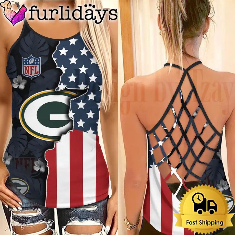 Green Bay Football Criss Cross Tank Top