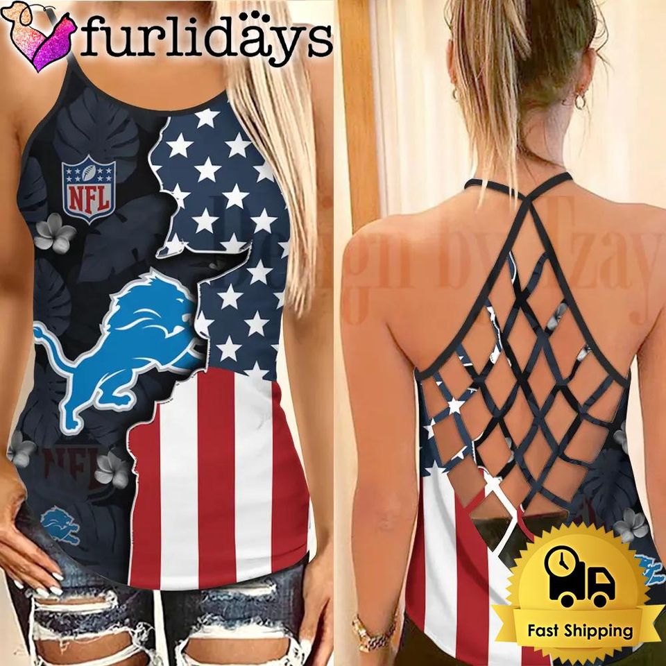 Detroit American Flag Criss Cross Tank Top