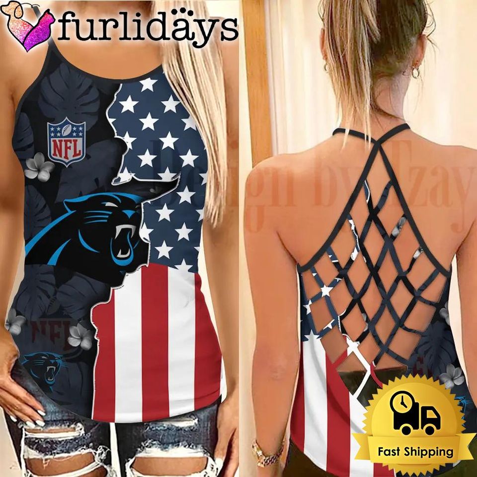 Carolina American Flag Criss Cross Tank Top