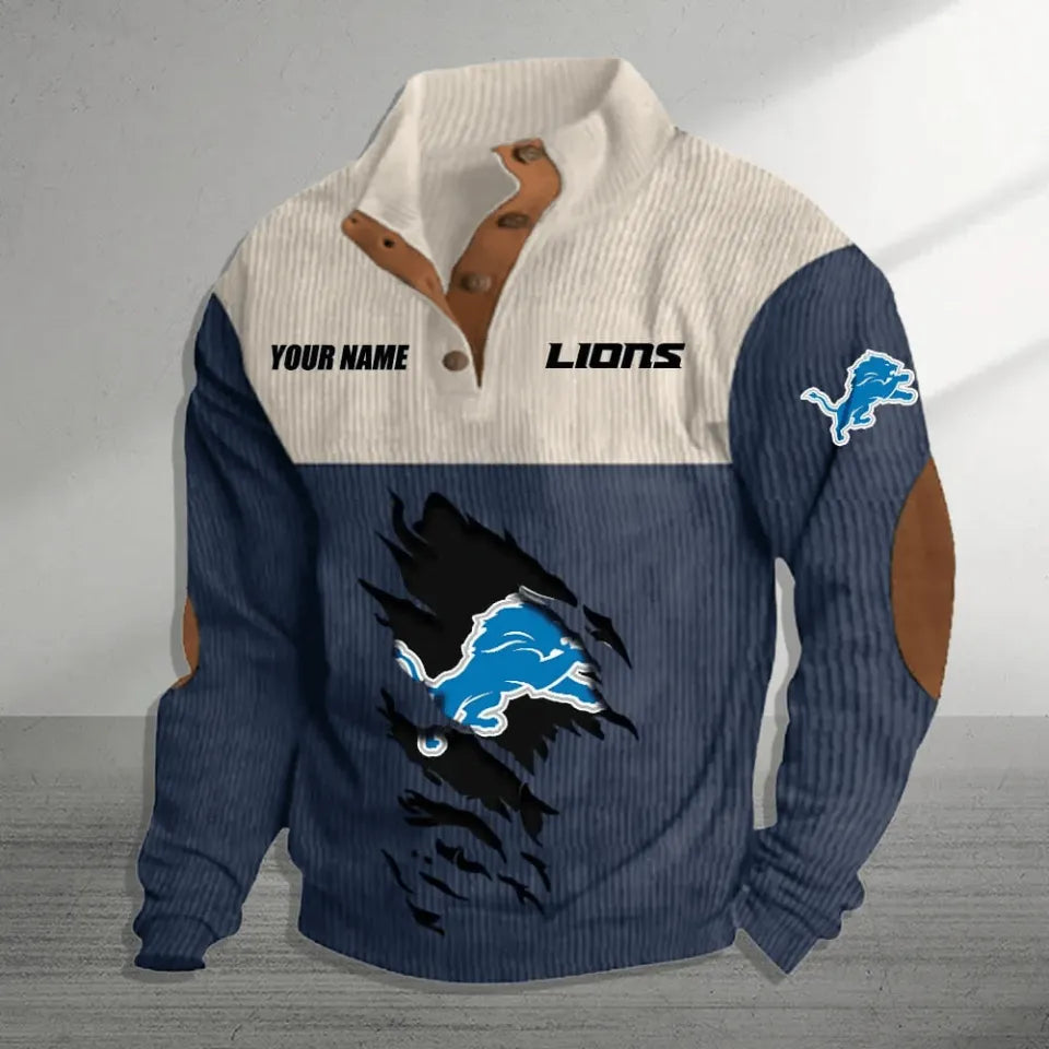 Detroit Lions Colorful Stand Collar Sweatshirt