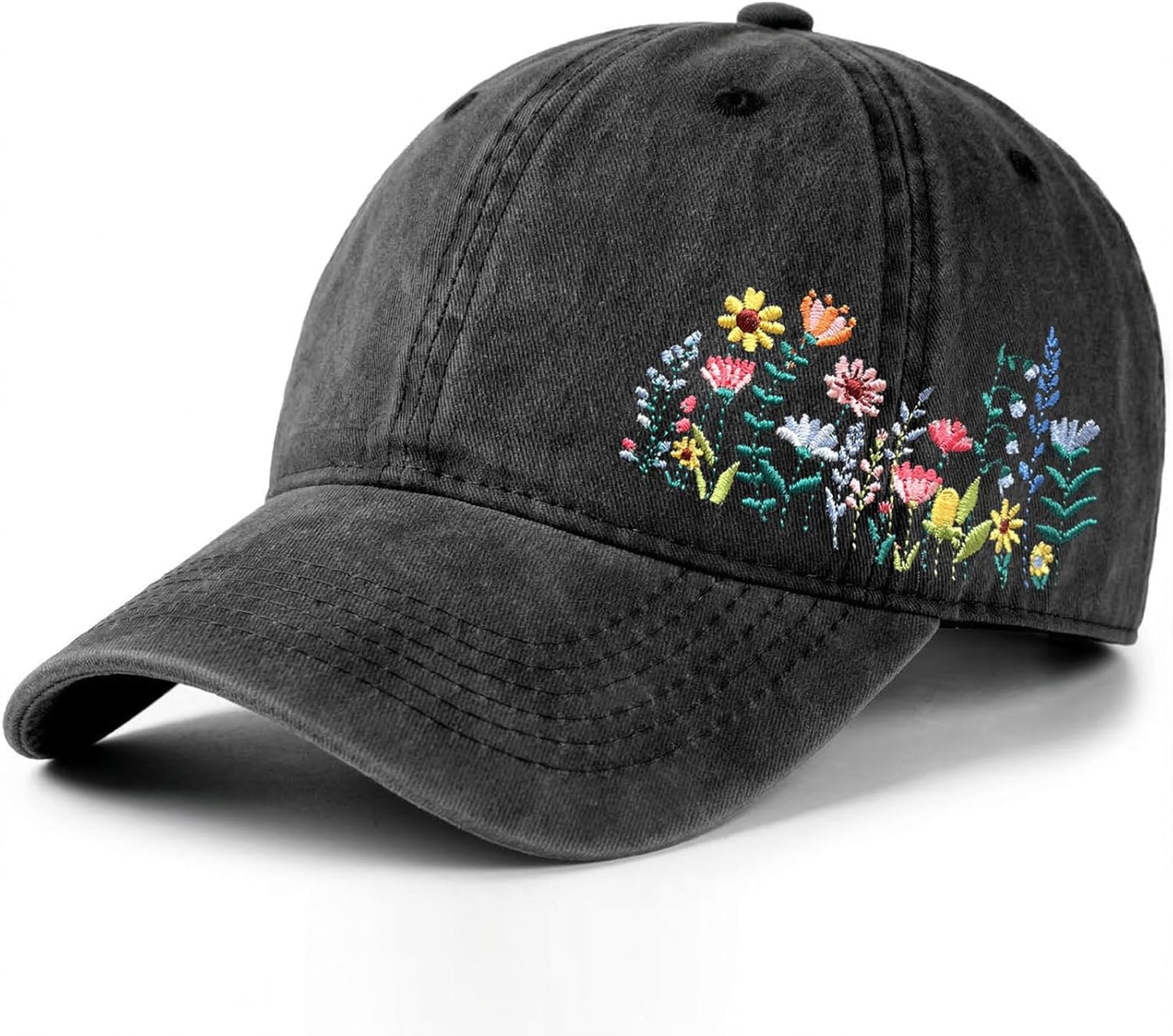Elegant Floral Embroidered Baseball Cap for Women Men, Adjustable Trendy Soft Breathable Dad Hat, Gifts for Flower Lover