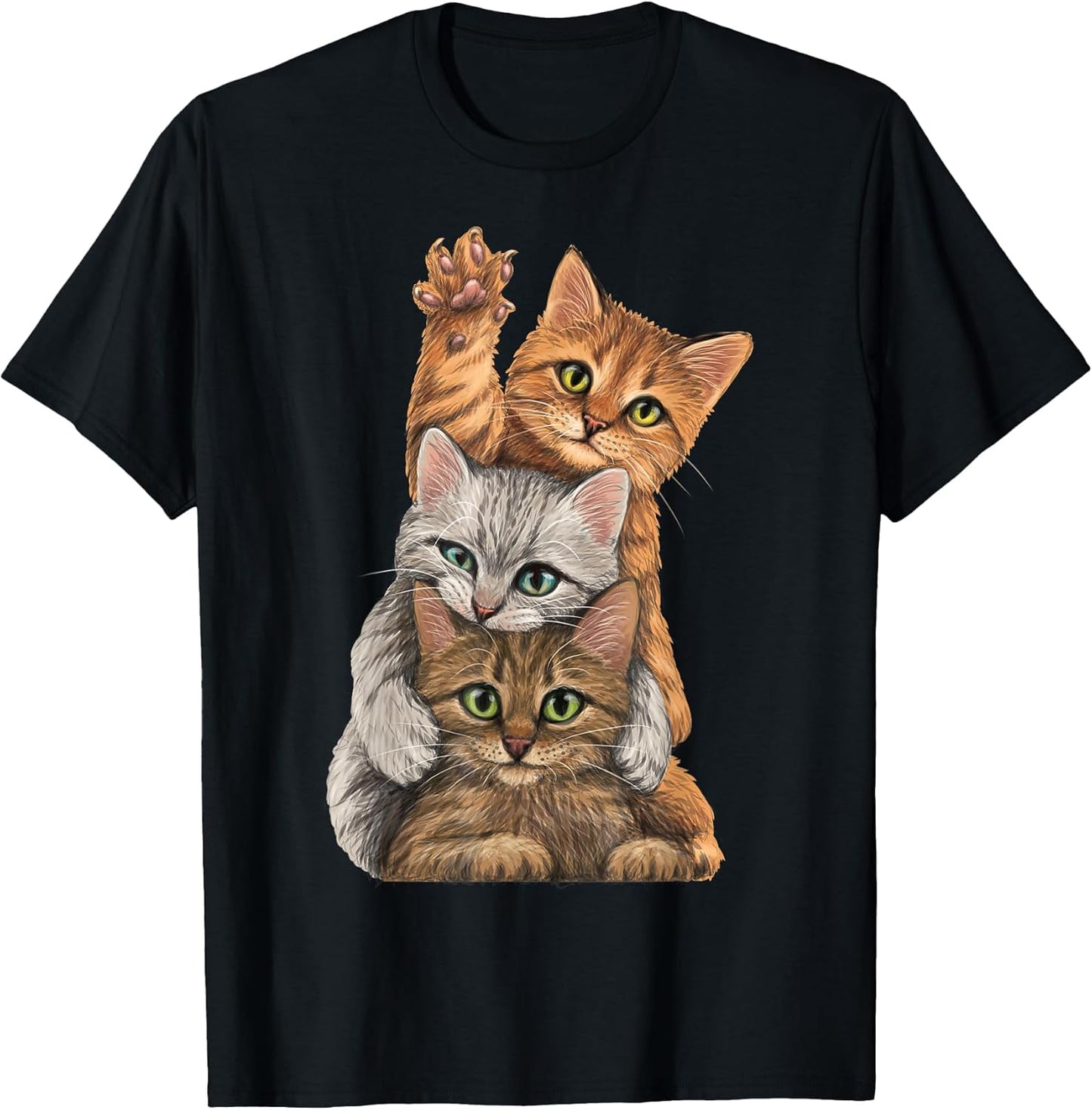 Cute Little Cats Playing Build Wall for Lovers Kitty Kittens T-Shirt Small