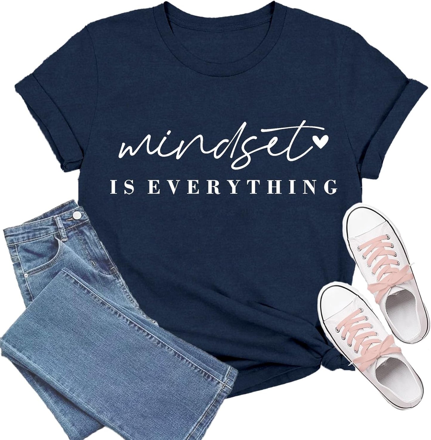 Inspirational Shirt for Women Mindset is Everything T-Shirts Positive Message Tee Motivational Tops