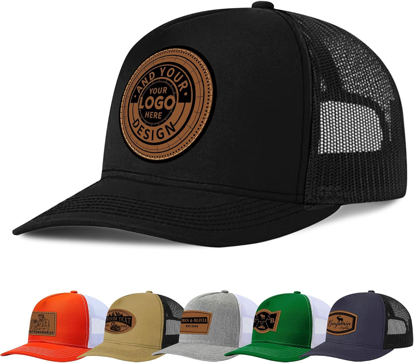 Personalized Baseball Cap,Custom Trucker Hat for Men Women, Adjustable Leather Patch Hat