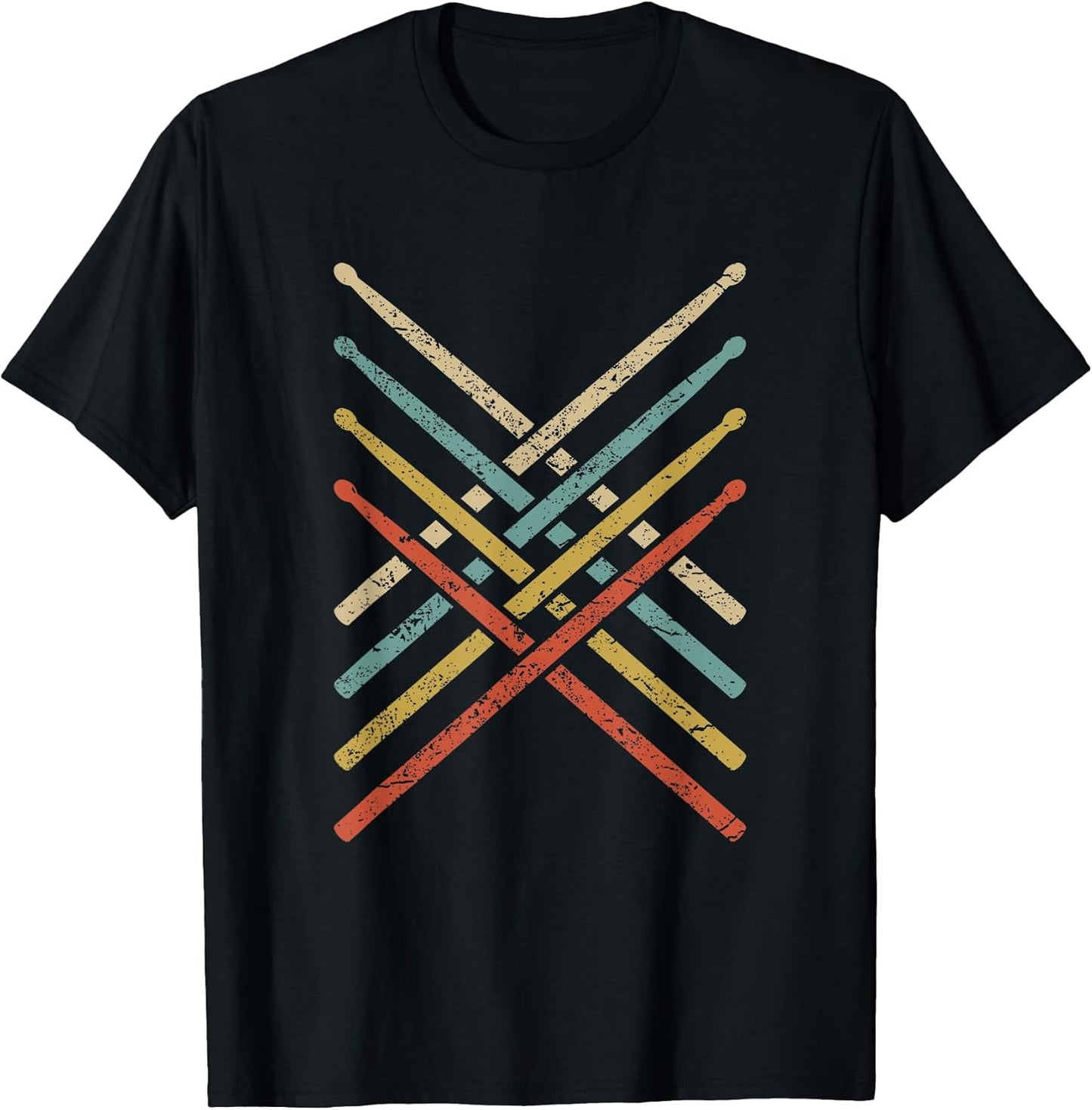 Retro Vintage Drummer 70s 80s Distressed Drum Sticks T-Shirt
