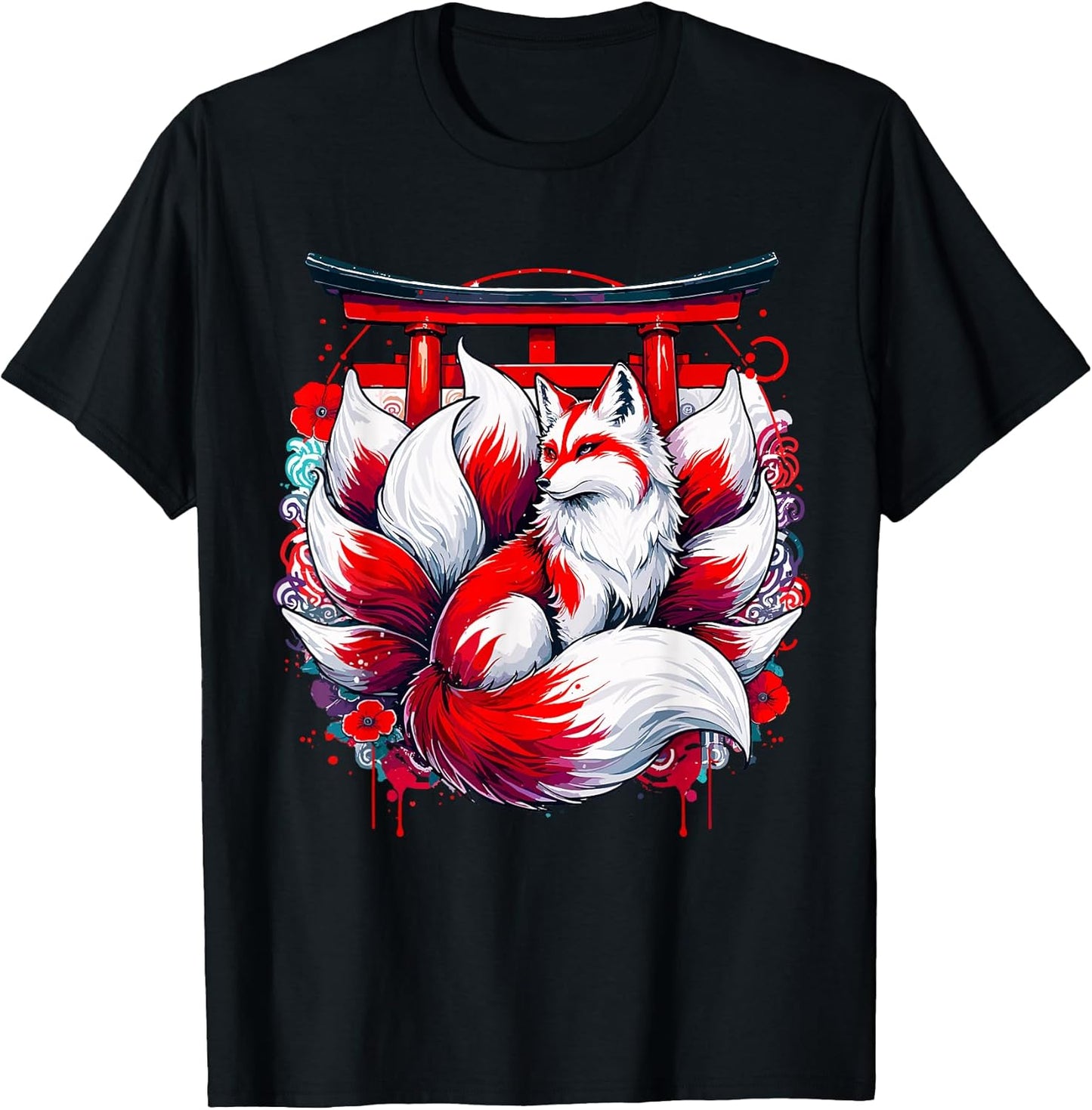 Nine Tailed Foxes Kitsune and Torii Gate