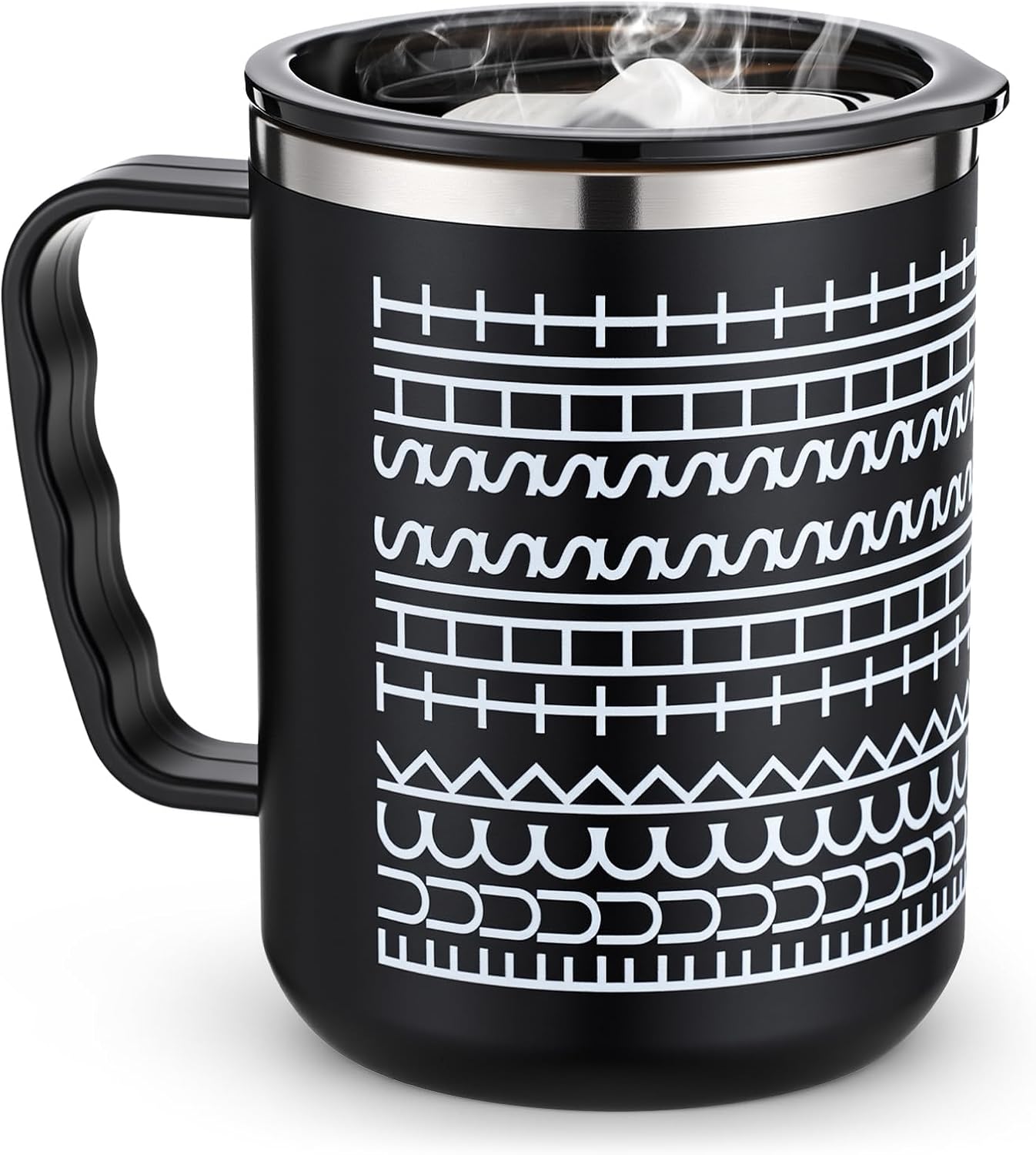 Geiserailie 15 oz Funny Message Coffee Mug Stainless Steel Insulated Tumblers with Handle Novelty Wine Cup Gag Gift for Coworkers Friends Family Father Men Funny Office Mug(Black)