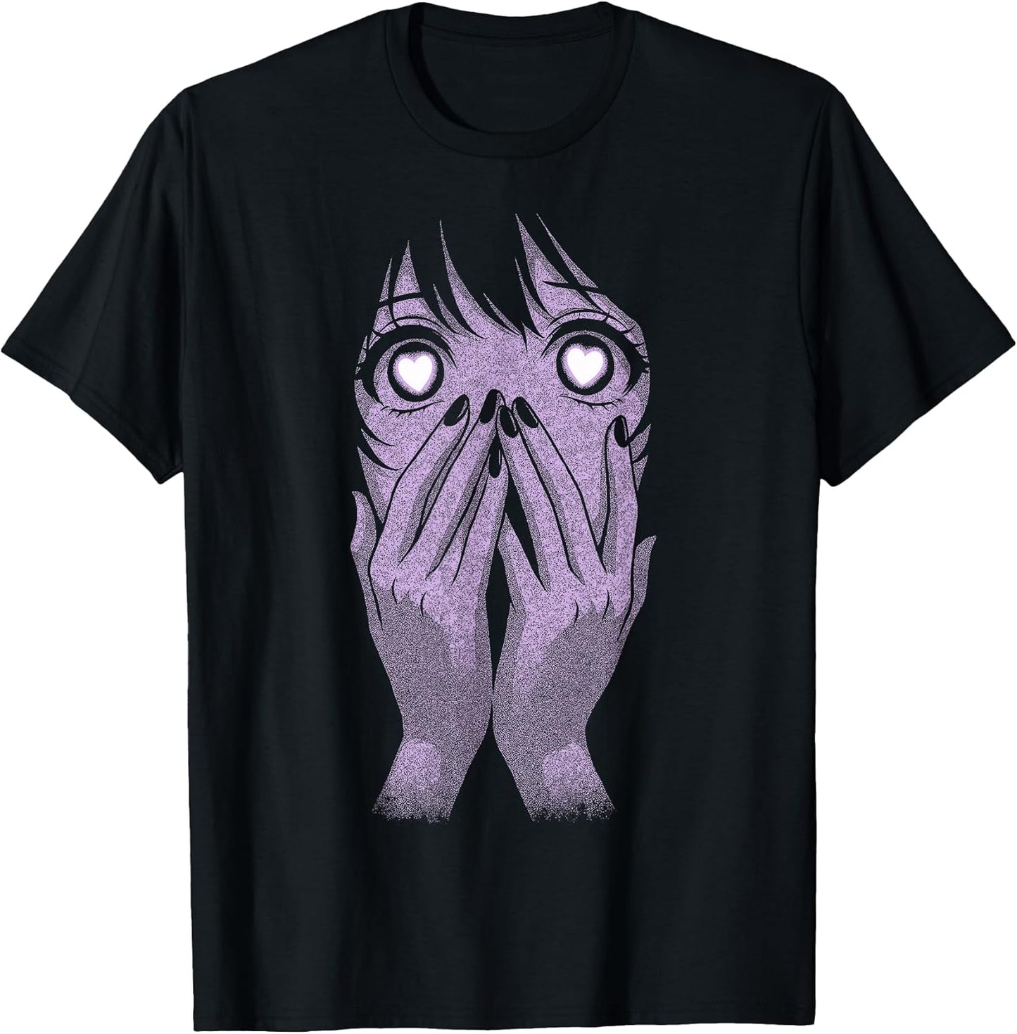 Anime Eyes Girl Hearts Manga Otaku Grunge Goth Alt Aesthetic T-Shirt