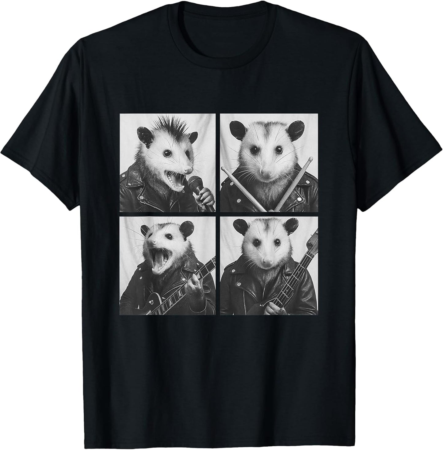 Funny Opossum Musicians Animals Rock Music Emo Punk Band T-Shirt
