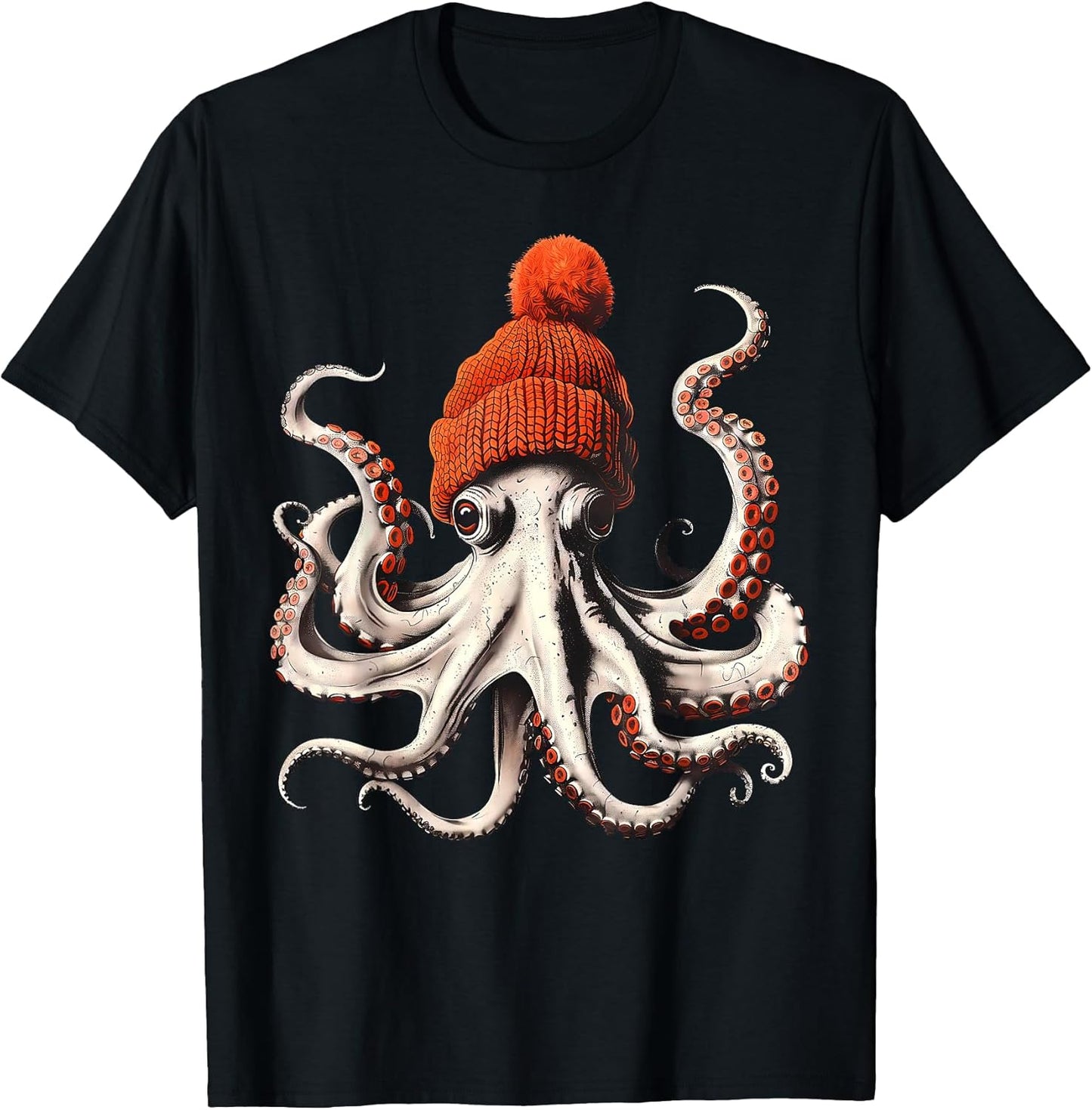 Octopus Wearing Beanie Retro Graphic Design