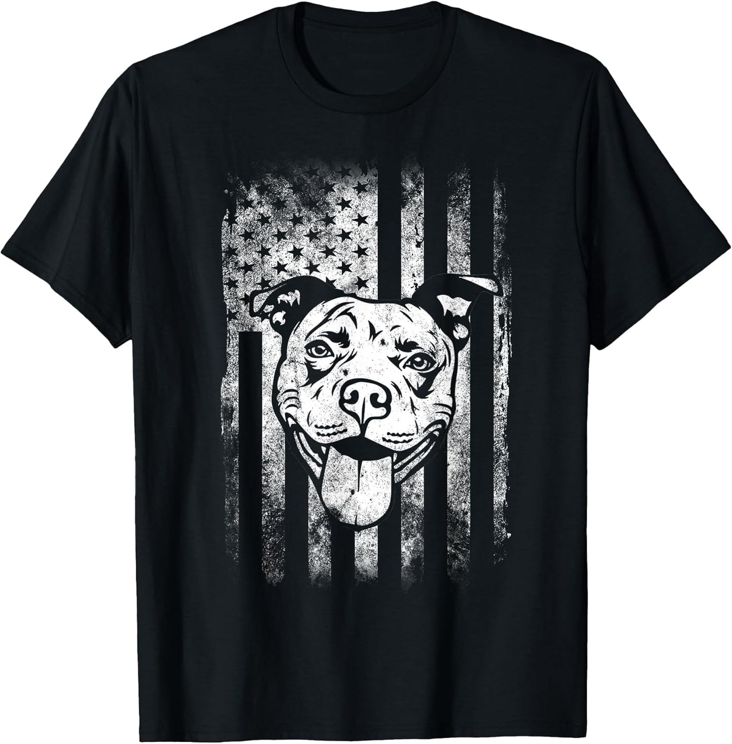 Patriotic Pitbull American Flag Dog Lover T-Shirt Small