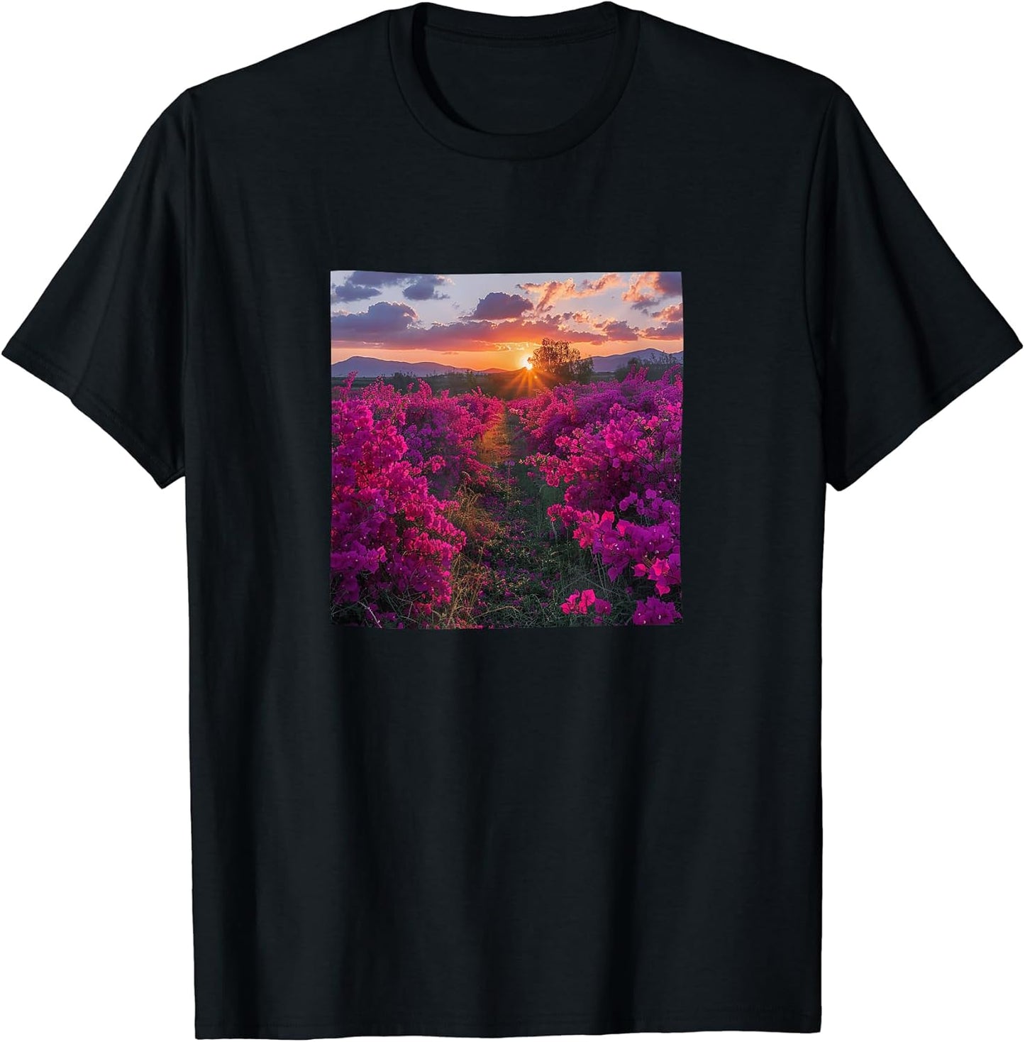 Bougainvillea Flower Field Beautiful Sunset Merch