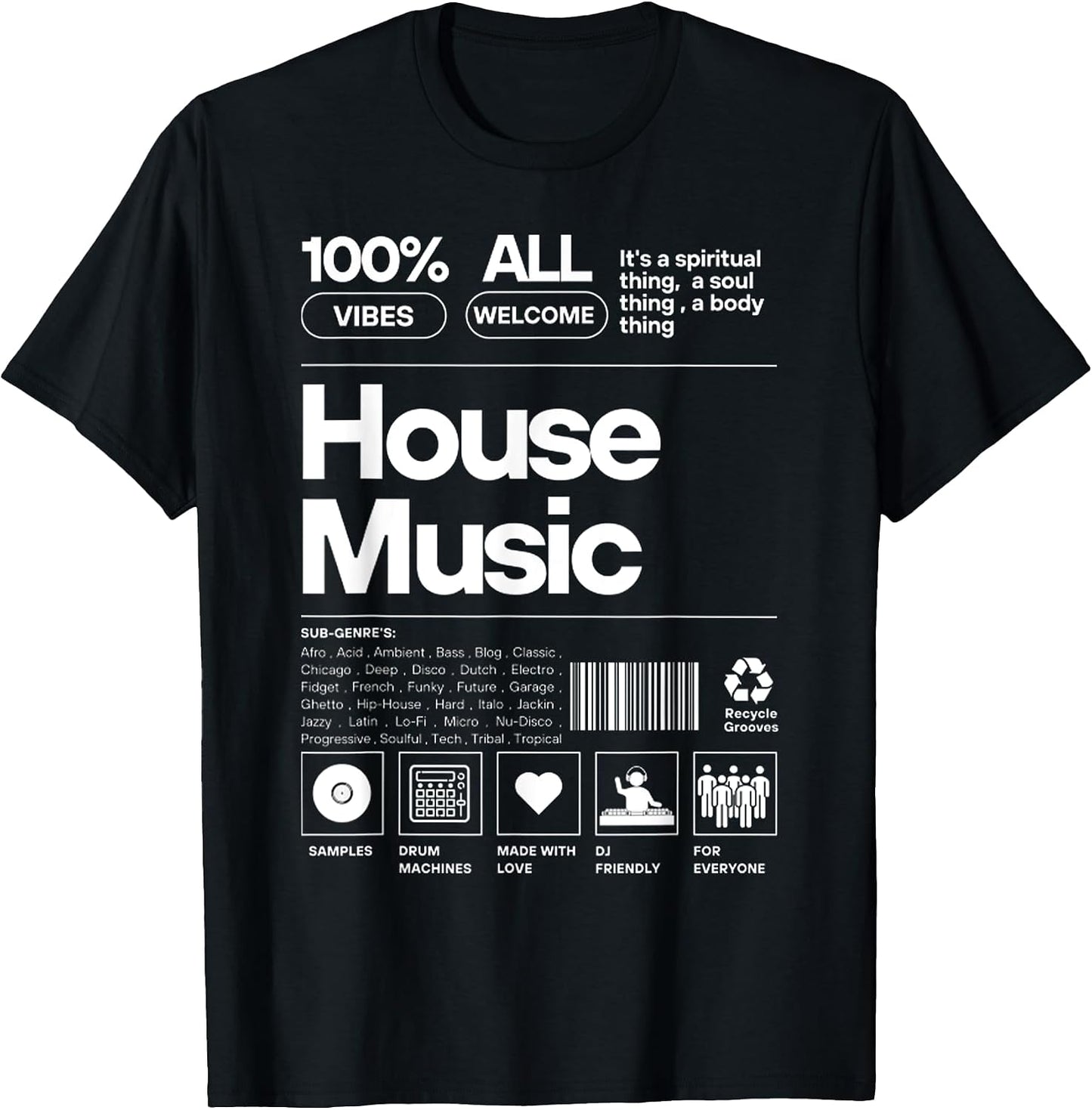 Funny HOUSE MUSIC Product Label White Design