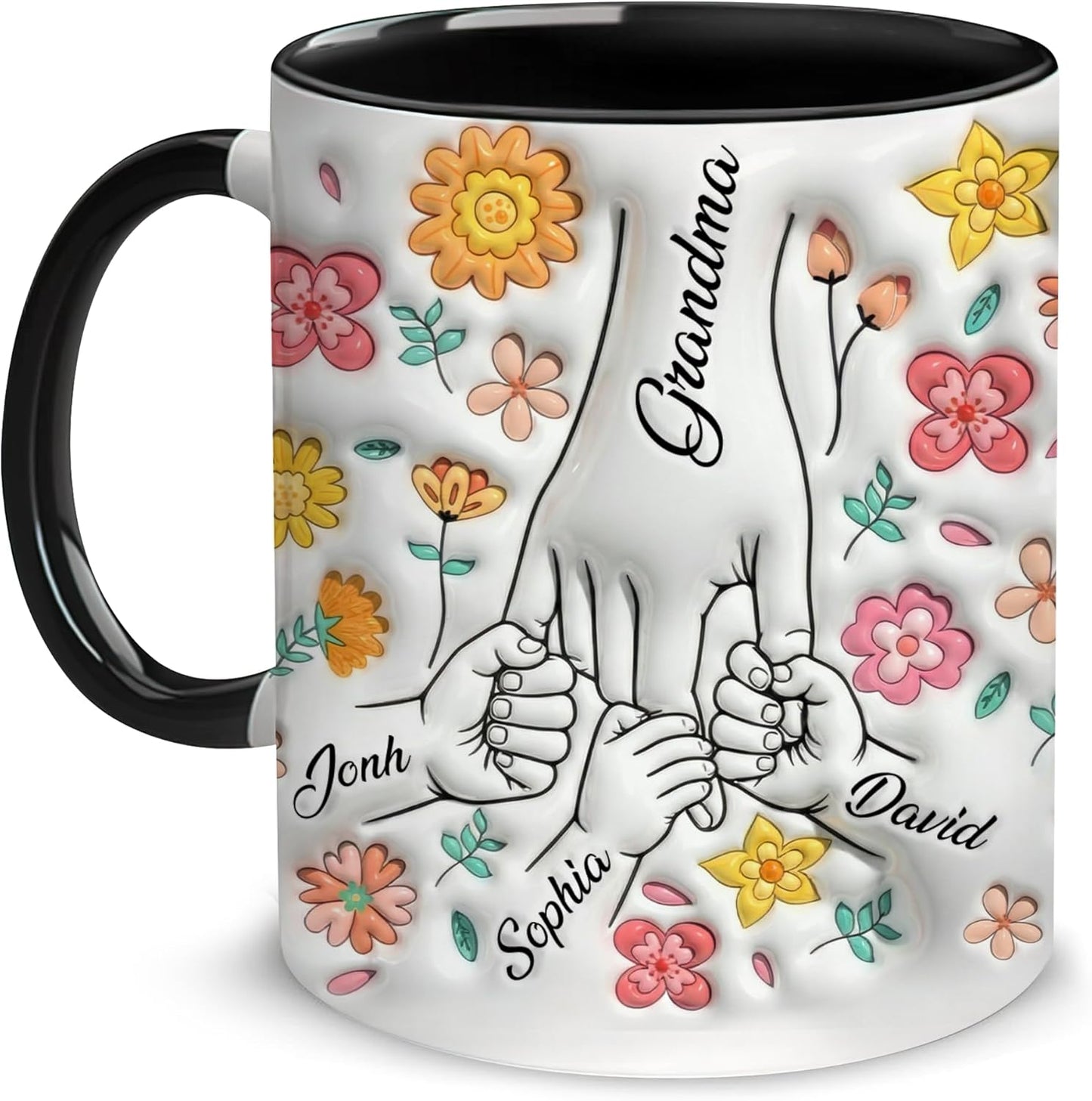 Hyturtle Personalized Grandma Mug 2D Printed - Mothers Day Gifts Mugs For Grandmother - Grandma Coffee Mug Gifts For Women - Gifts For Nana From Grandkids - Custom Ceramic Coffee Cup 11 Oz 15 Oz