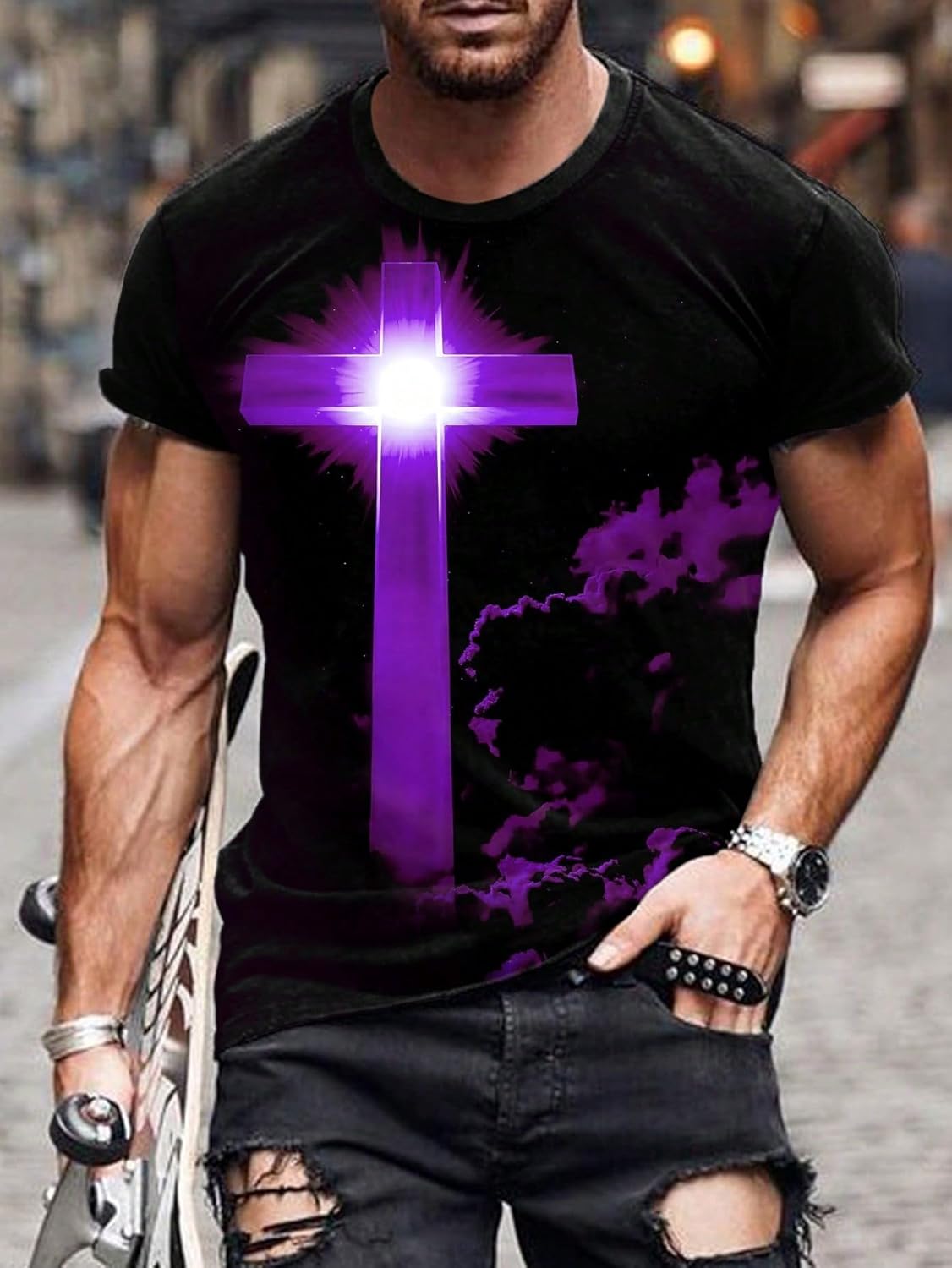 Men's Summer Street Fashion 3D All-Over Print Short Sleeve Crew Neck T-Shirt