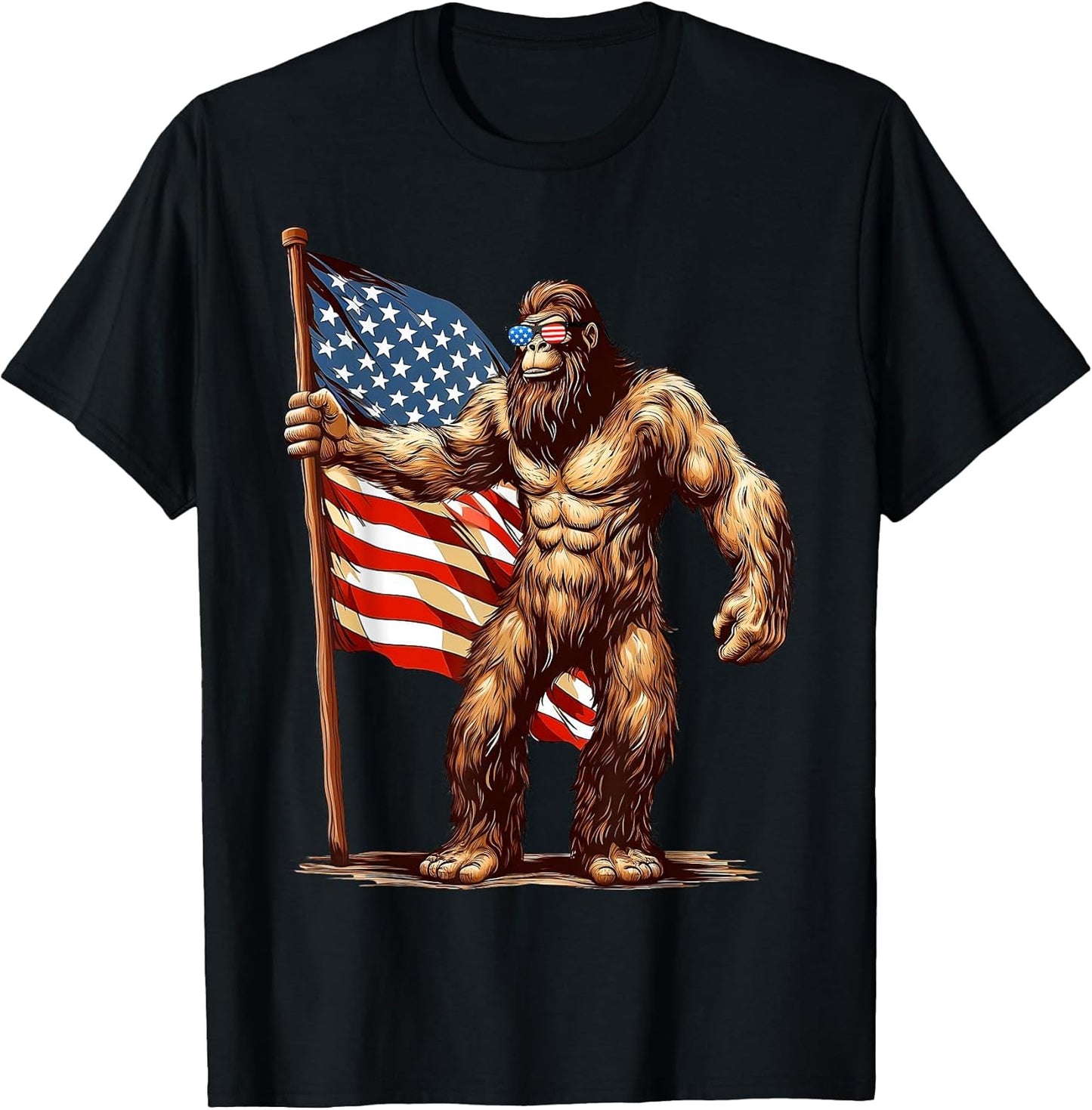 Funny American Bigfoot 4th of July Shirt Men Women