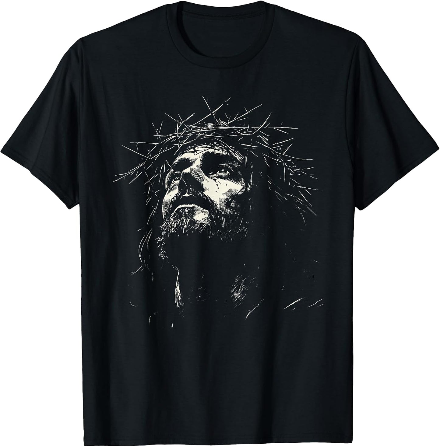 Vintage Face of Jesus Portrait with Crown Tee
