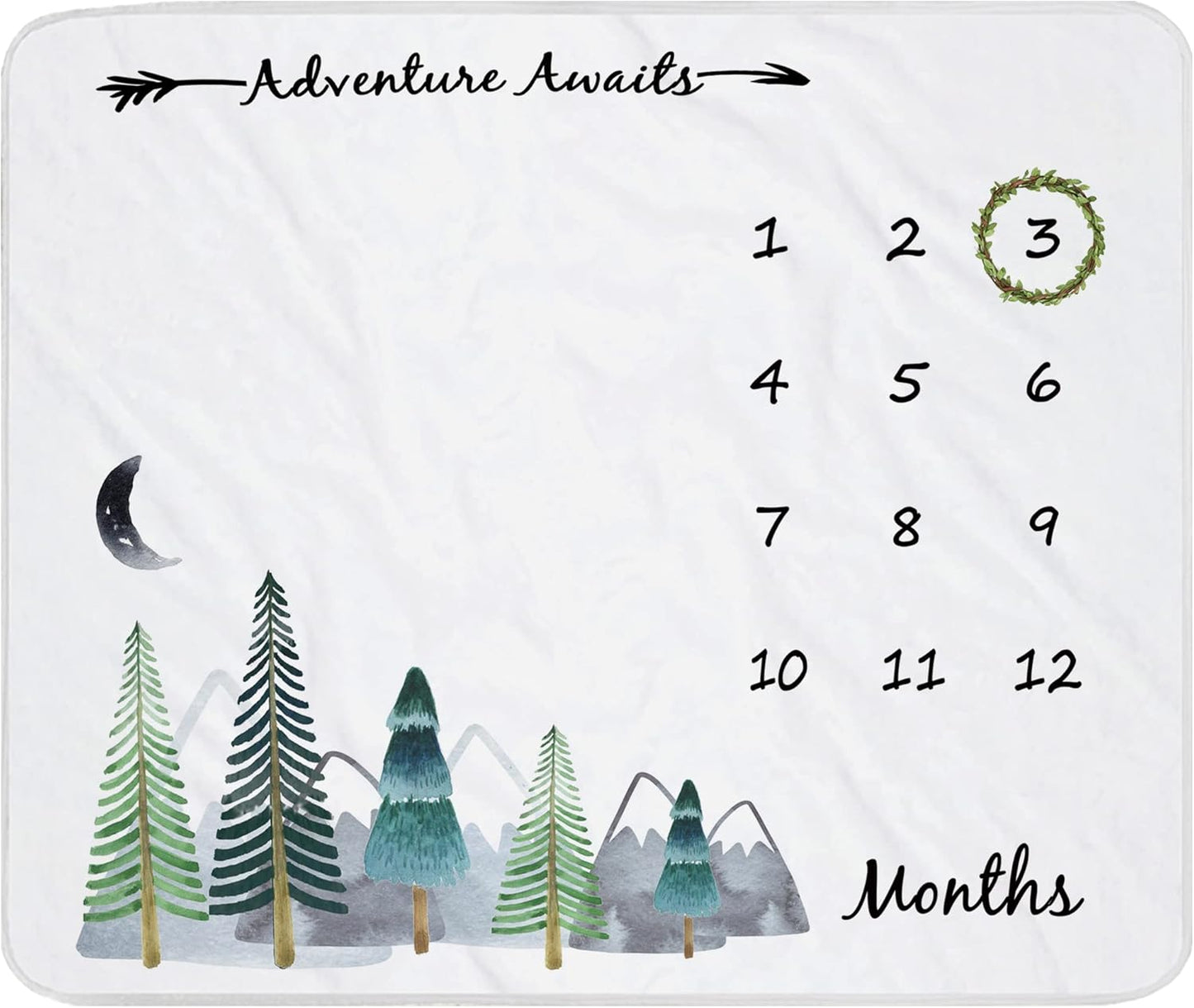 Baby Monthly Milestone Blanket for Boy Girl Gender Neutral Gift for Baby Shower, Mountain Blanket for Newborn Picture, Wreath &12 Stickers Included, Soft Flannel Blanket 45''x40''