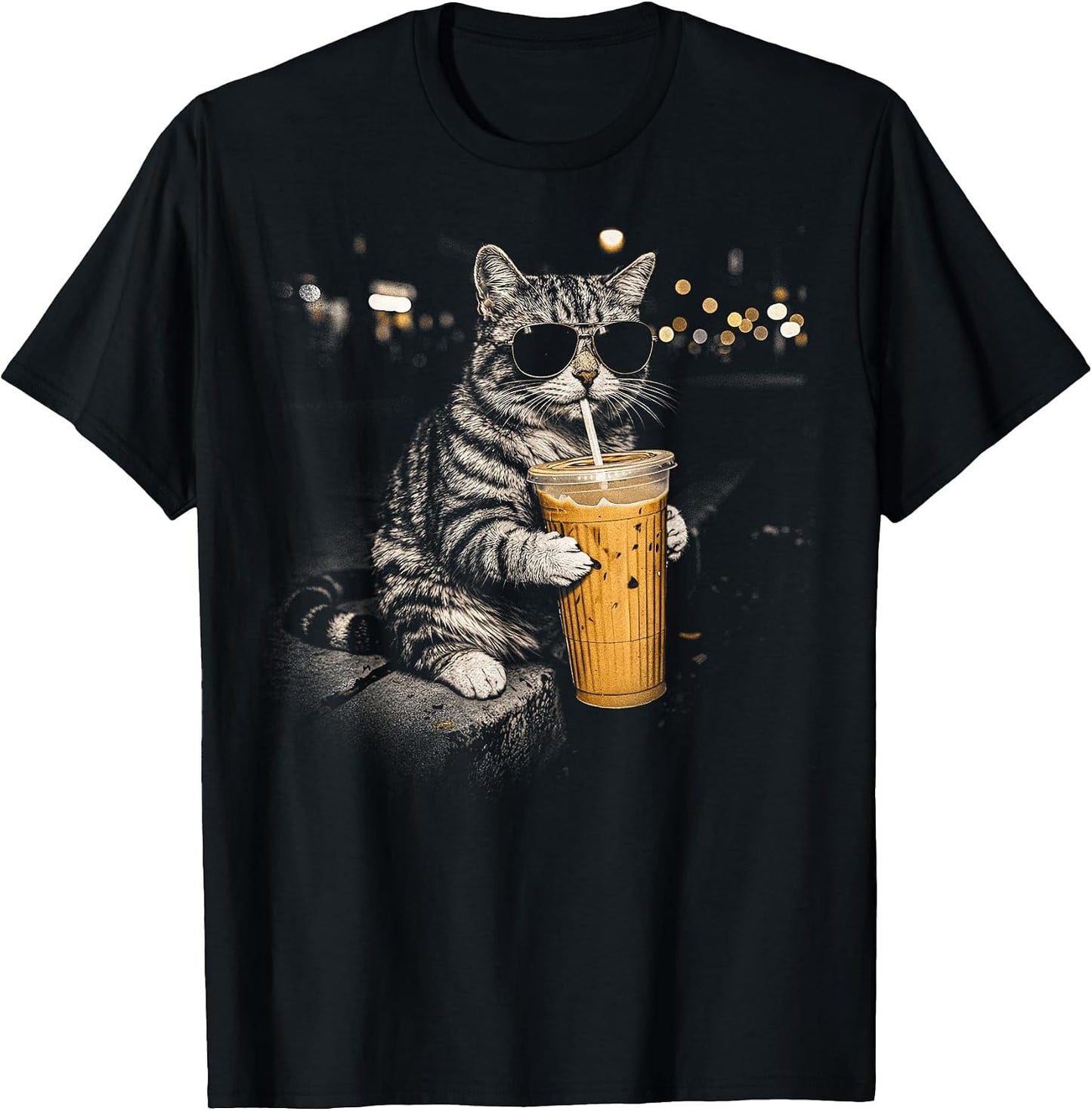 Funny Raccoon Drinking Coffee Funny Animal Tee
