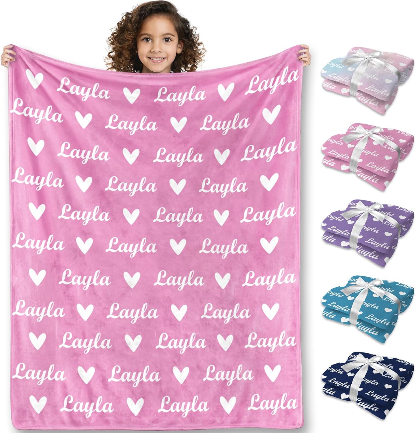 Ships Next Day,Personalized Blanket for Kids Custom Blanket with Name Customized Flannel Blanket Valentines Kids Gifts Throw Blanket for Teen Girls Boys