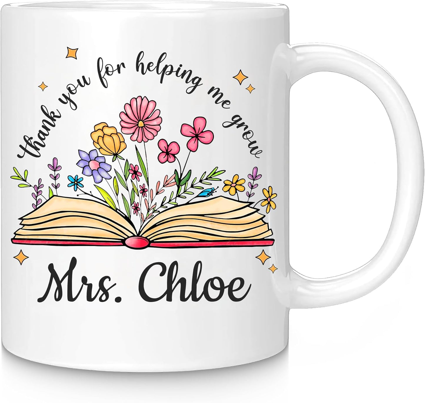 Elemtansy Personalized Teacher Appreciation Gift - Custom 11oz Ceramic Teacher Mug with Name, Personalized Teacher Gifts for Women - Retirement, Graduation & Back to School (Teacher-3)