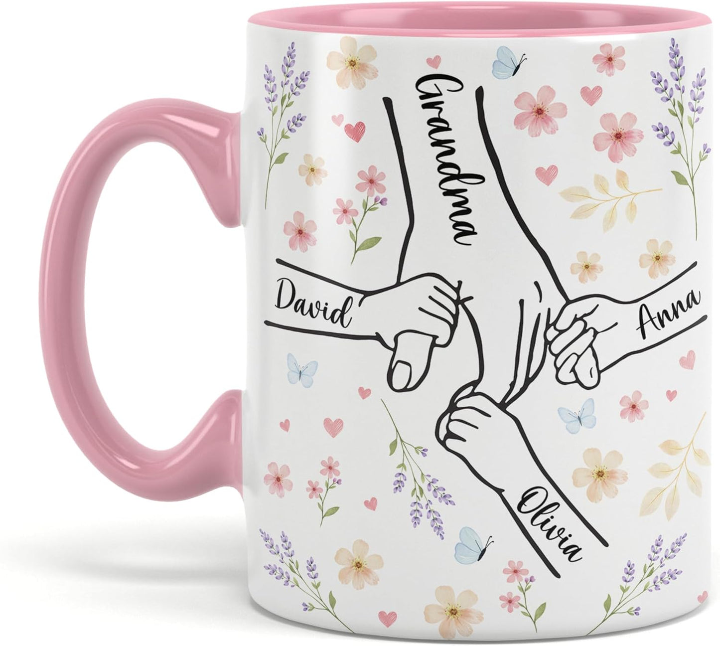 Grandma Gifts - Custom Floral Grandma Mug - Personalized Mothers Day Gifts for Nana - Gigi, Granny, Mom Birthday Gifts - Ceramic Coffee Mug 11oz, 15oz, White