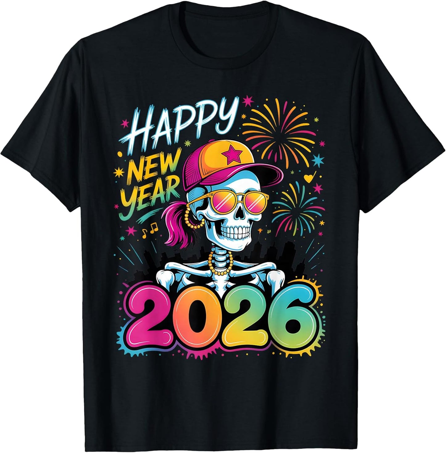 2026 Party Skull New Year Fireworks Celebration