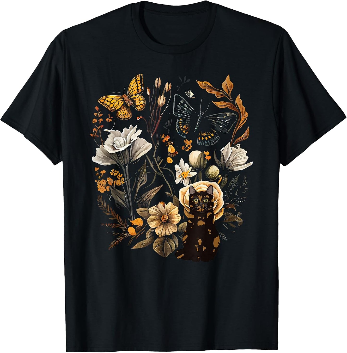 Tortie Cat Owner Flowers Tortie Cat Mom Tortie Cat Dad T-Shirt