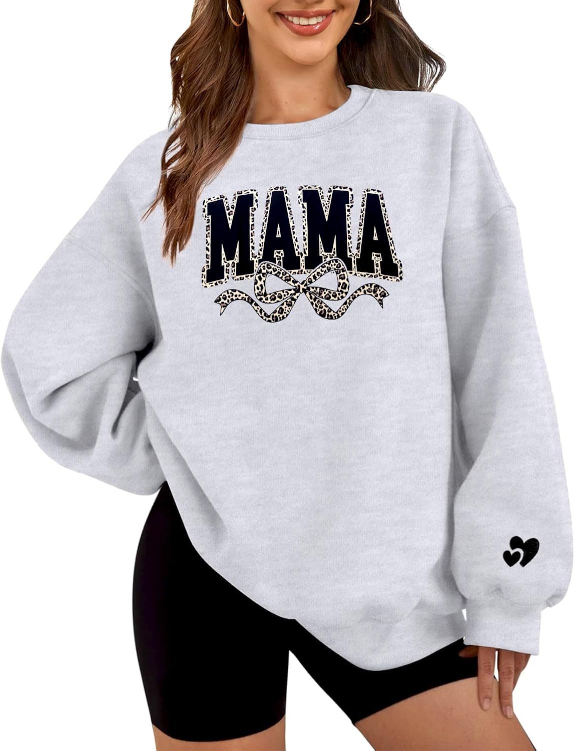 Mama Sweatshirt for Women Oversized Crewneck Pullover Hoodies Graphic Tops Long Sleeve Mom Shirts
